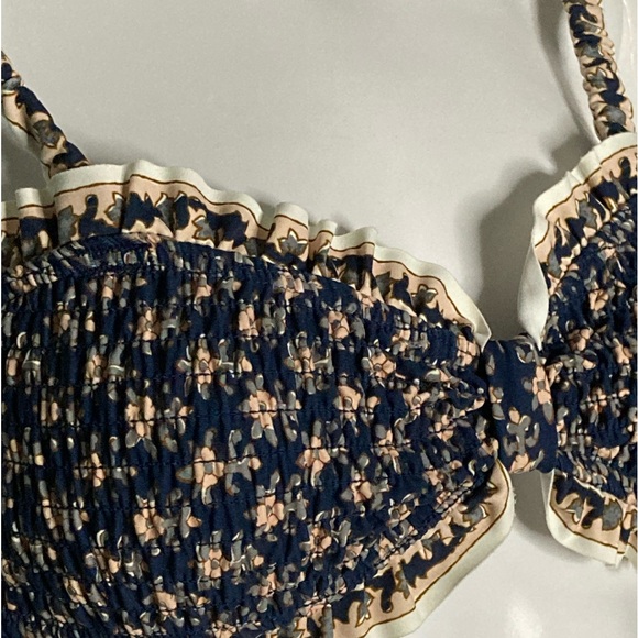 NWT Sea New York Jasper Marine Border Print Smocked Bikini Top - Sz S - Picture 5 of 6
